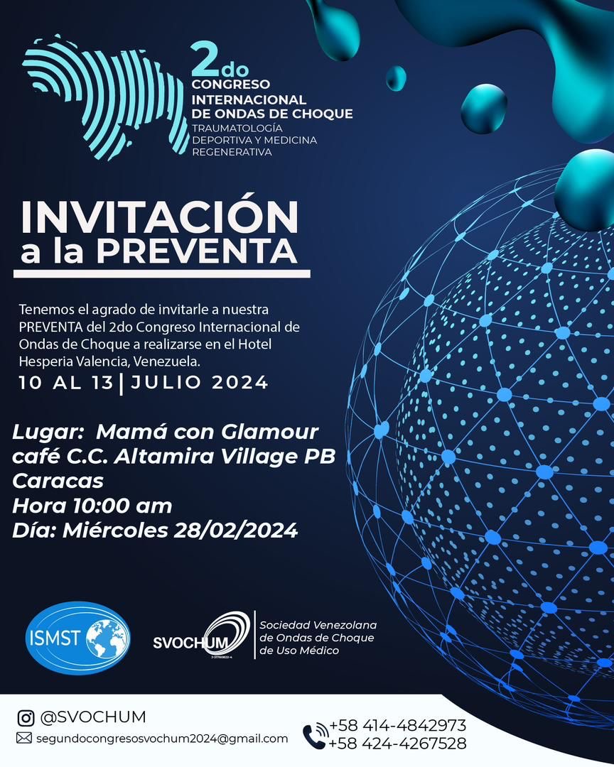 Inicia preventa para el Segundo Congreso Internacional de Ondas de Choque,Traumatología Deportiva  y Medicina Regenerativa  