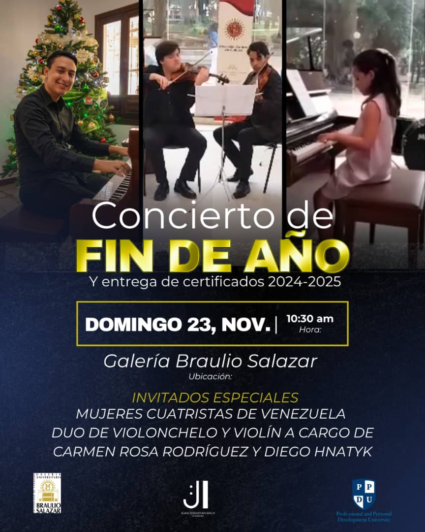 Concierto de fin de año de la Academia Juan Sebastián Bach en la Galería Braulio Salazar este 23 de noviembre